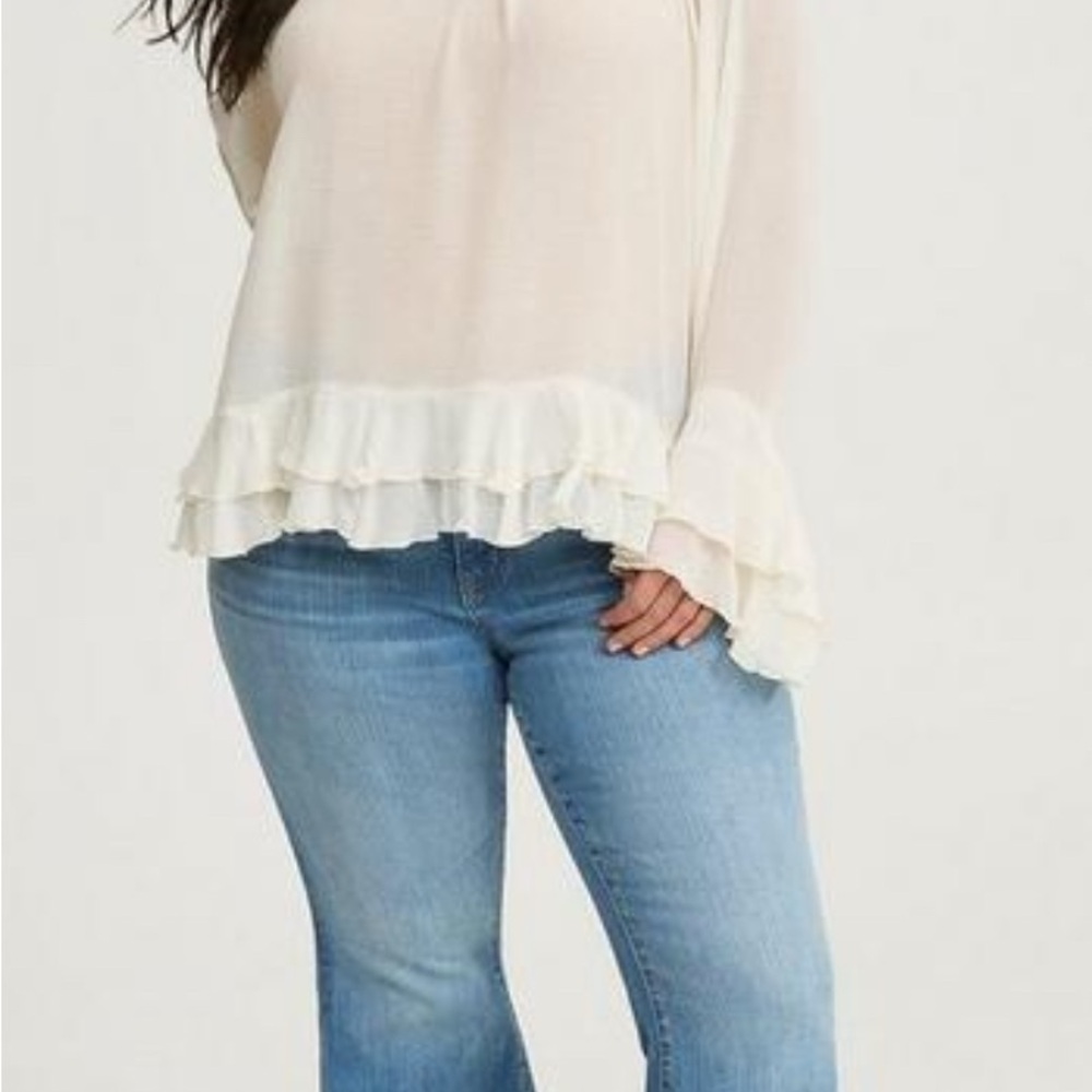 Torrid Cream Ruffle Women's Blouse